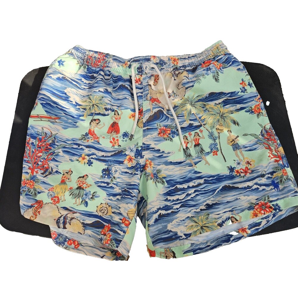 Polo Ralph Lauren Swim Trunks Mens XL Hawaiian Tropical Hula Girls Colorful